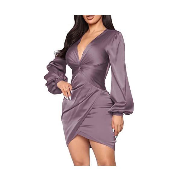 DeftSharp-Long-Sleeve-Wedding-Guest-Dress-for-Women-Twist-Front-Formal-Party-Cute-Sexy-Elegant-Dresses-PurpleGrey DeftSharp Long Sleeve Wedding Guest Dress for Women Twist Front Formal Party Cute Sexy Elegant Dresses PurpleGrey