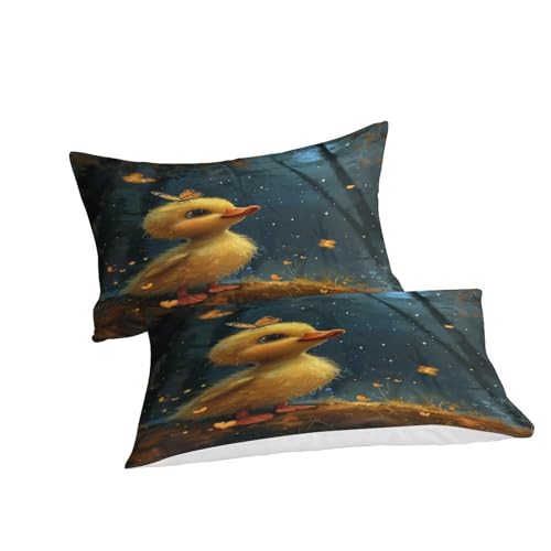 Housse de couette 220x240 jaune canard en microfibre qualité hôtelière - 5