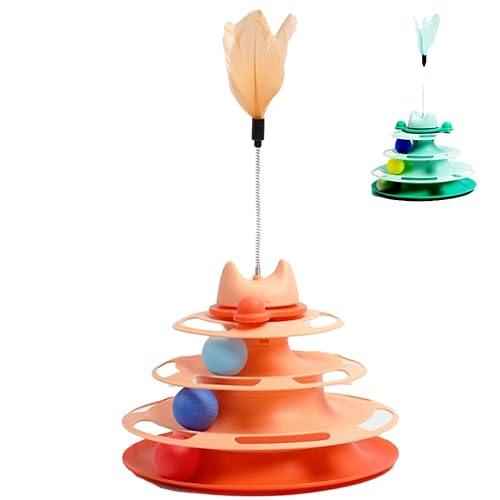猫 おもちゃ(ぐるぐる タワー) 回転 オモチャ 玩具 ねこ ボール 一人遊び 猫おもちゃ ねこ おもちゃ 猫じゃらし ネコ ボール回転盤 ボール 回転 タワー ぐるぐる 遊ぶ盤 ひとり遊び 猫用品 遊べる 運動不足 ストレス解消 (グリーン)