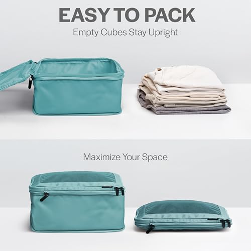 Image of Aerotrunk Compression Packing Cubes for Travel - Luggage Organizer Bags - Double Zipper Packing Cubes for Suitcases (12-Pack, Teal)
