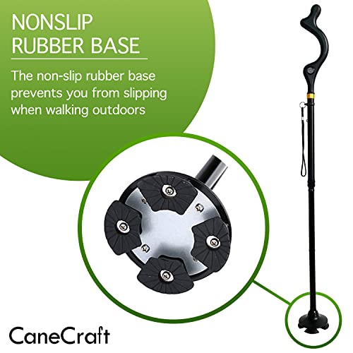 Canecraft Straight Up Cane Folding Self-Standing, Anti Slip And Height Adjustable For Balance And Comfort, Suitable For Men, Women And Seniors #TOP6