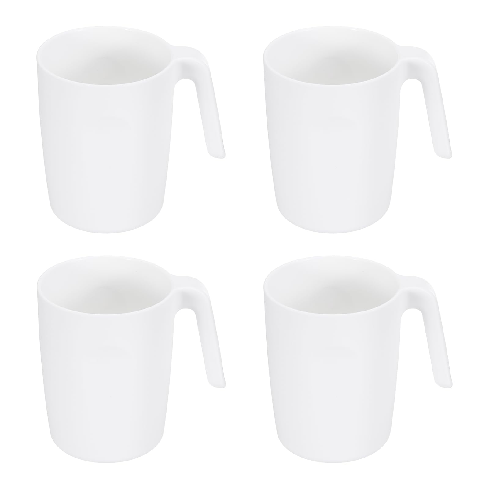 sourcing map Set of 4 450ml Plastic Coffee Mugs, Unbreakable Coffee Mugs, Reusable Microwave Dishwasher Safe Drinking Cups with Handle for Tea Milk Juice Kitchen Camping, White