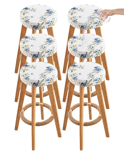 Image of CRFATOP 6 Pack Waterproof Bar Stool Covers Round Seat Slipcover,M,12 | 12-15 In Stretch Counter Cushion Protector, Washable, Pet Friendly, for Bar Kitchen Living Room Decor, No Cushion or Pad