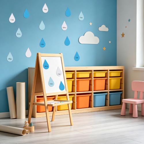 Image of Vuzvuv Blue White Raindrop Cutouts Paper for Bulletin Board Decorations
