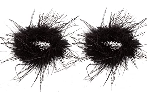 LVCOMEFF Women Ostrich Feather Bracelet Wrist Cuffs Furry for Party Wedding Bride Concert Luxurious3