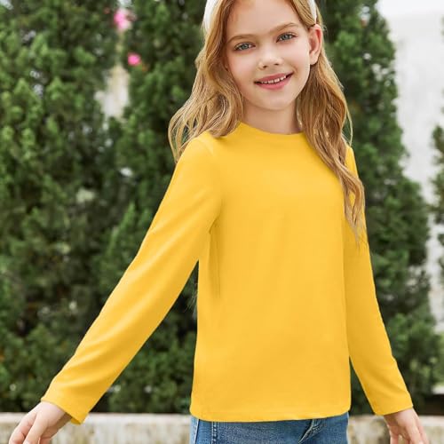 Kids Girls Long Sleeve T Shirts Solid Color Crew Neck Casual Fit Basic Tees Trendy Comfy Soft Fall Tops Tees Clothes4