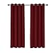Produktbild UMI by Amazon 2 Schals Superweiche wärmeisolierende Verdunkelungsvorhang Ringaufhängung Blickdicht Gardinen 140x175 cm Rot