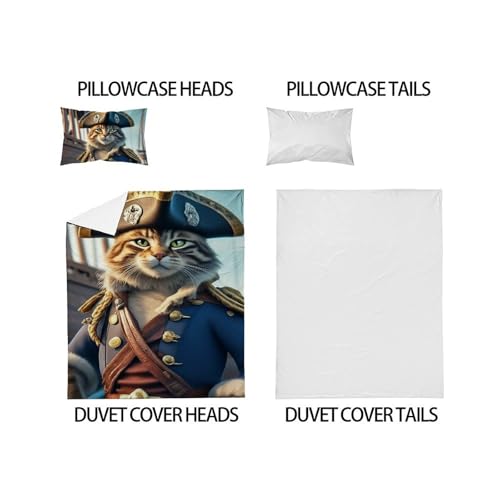 Housse de couette single chat pirate 135x200 microfibre pour lit enfant facile à laver - 5