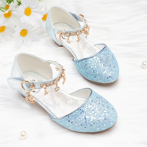 Image of Stelle Girls Glitter Charm Dress Shoes Sequins Princess Heels for Party | Sparkle finish, Decorative charms, Cushioned comfort, Flexible outsole, Dress-up, Special occasions, Comfortable fit