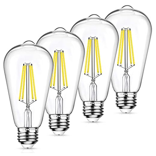 SHINE HAI Vintage LED Edison Light Bulbs, Dimmable Daylight White 5000K ST64 LED Filament Light Bulbs, 10W, Equivalent 100W, 1100 Lumens High Brightness LED Antique Bulb, CRI 90+, E26 Base, Pack of 4