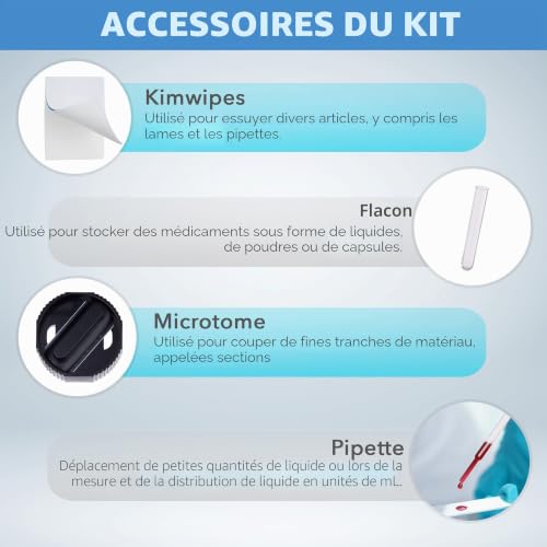 35pcs préparé ensemble de lames de microscope, spécimens de laboratoire