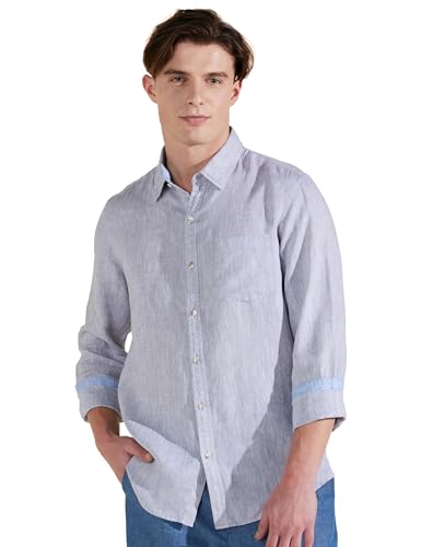 Symbol Premium Men's Pure Linen Solid Casual Shirt (Regular Fit) (SP-S24-M-CS-102_Lt. Grey_Large)