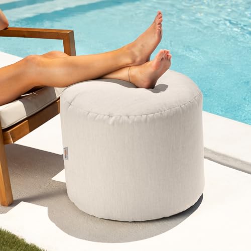 Jaxx Spring Outdoor Ottoman/Side Table, Premium Sunbrella, Flax - Thumbnail 2