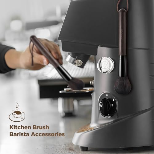 Image of ecooe Coffee Grinder Cleaning Brush, Barista Brush Espresso Machine Accessories, Wood Handle Coffee Machine Accessory Cleaning Brista Brush with Lanyard, Coffee Tool for Barista Bean Grain Coffee Tool