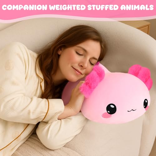 Xfrog Weighted Axolotl Plush, Großes Stofftier Gegen Ängste, Rosa Axolotl-Stoffspielzeug, Süße Umarmungs-Wurfkissenpuppe Für Jungen, Mädchen, Freundinnen, 35CM
