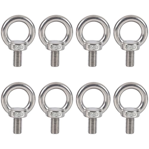 nalaina M8 アイボルト 13cm ステンレス製 耐食性 8個セット ネジボルト 金具 固定用 吊り下げ用 家具 木工 地震対策 ワイヤー ロープ対応