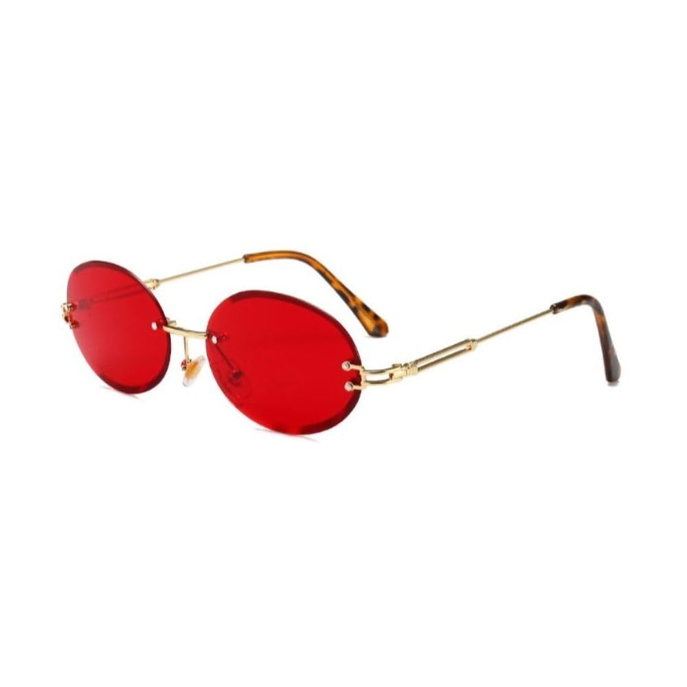 Lunettes de soleil de luxe sans monture style steampunk ovale rétro chic