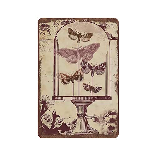Letrero de metal con diseño floral de mariposas, decoración de pared, letrero de aluminio, decoración de cocina, baño, placa retro para cafetería, tienda, hombre, cueva, bar, pubs, garaje, jardín al