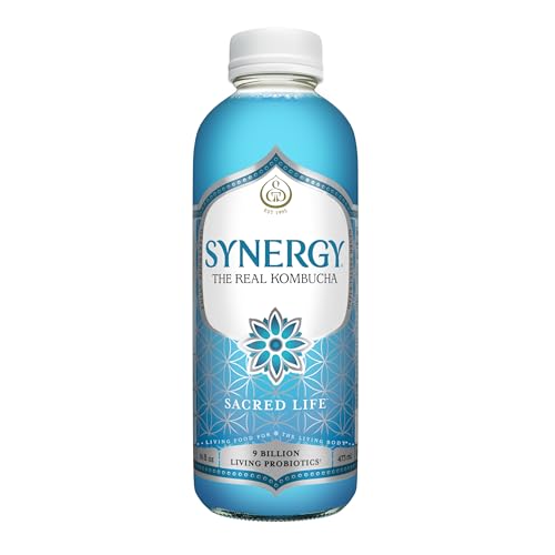 SYNERGY The Real Kombucha - Sacred Life - 16 fl oz Bottle - Raw Probiotic Drink for Gut Health and Immune Support