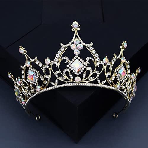 Tiara de oro estilo barroco y diademas de metal elegantes para mujer para fiestas 4