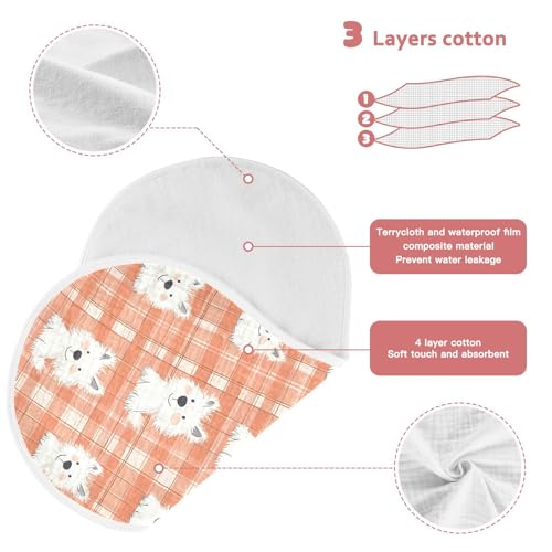 vvfelixl Muslin Burp Cloths Cheerful Dog Orange Grid Baby Washcloths for Baby Girl Boys 2 Pack3