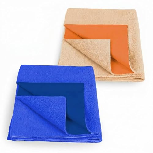 Image of StarAndDaisy Dry Sheet for Newborn Baby Essentials /Reusable Rubber Sheet for Baby Waterproof Sheet Pack of 2, (50 X 70 cm) Extra Absorbent Quick Water Proof Bed Sheets for Kids -Orange & Blue