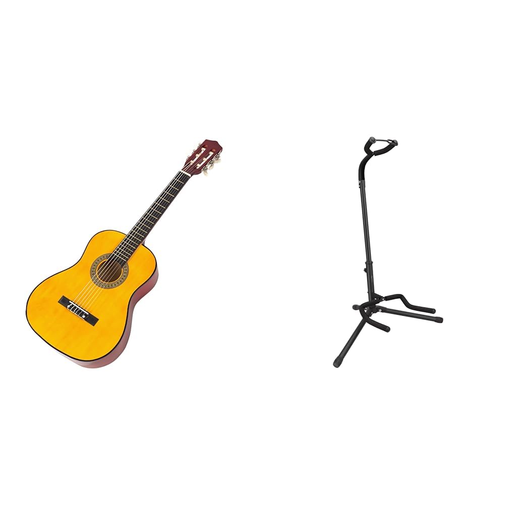 Music AlleyMA34-N Classical Guitars, Natural+Amazon Basics Guitar Stand
