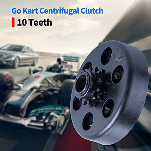 Carkio Go Kart Centrifugal Clutch 10 Teeth Inner Hole 20mm with 40/41/420 Chain Durable Centrifugal Clutch 3/4 Bore 3/16 Key Built In Replacement for Go-Kart Bike Engine - Black