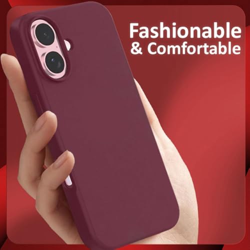 Image of Back Cover Compatible with iPhone 17 Case (6.3) Soft Touch Slim Liquid Silicone Full Protection Shock Proof Back Cover for iPhone 17 (SC Wine)