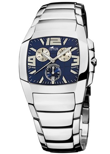 Lotus 15313-2 - Reloj cronógrafo de caballero de cuarzo con correa de acero inoxidable plateada