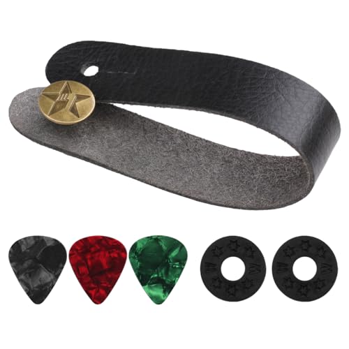 OriGlam - Correa de piel sintético para guitarra con adaptador de cuello de guitarra, corbata adaptadora...