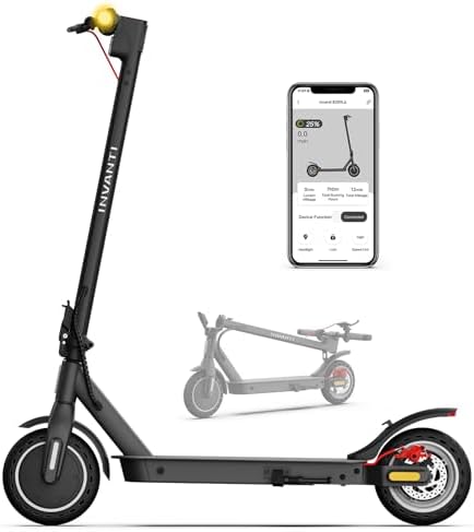 INVANTI E30 Electric Scooter, Max 20Miles & 18 MPH, 350W Motor, Turn Signals, Smart APP, 8.5" Solid Tires, Foldable Commuter Electric Scooter with Rear Suspension and Dual Brakes for Adults and Teens