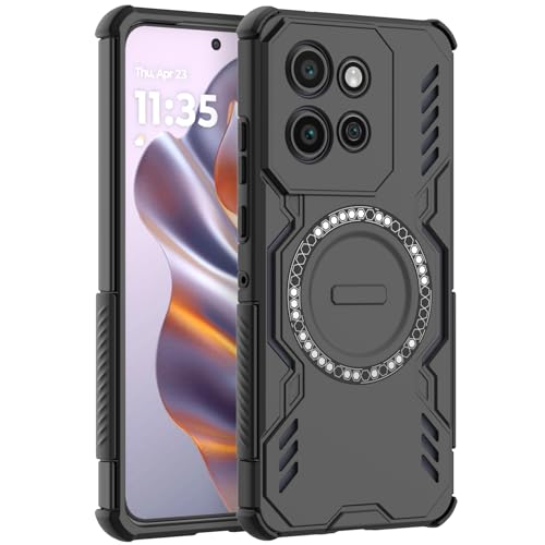LVVFEI für Motorola Edge 50 Neo Hülle Magnetisch Handyhülle Schutzhülle mit Stoßdämpfendem Luftpolster Kratzfeste Hülle mit Belüftungsöffnung-Design für Moto Edge 50 Neo 5G - Schwarz