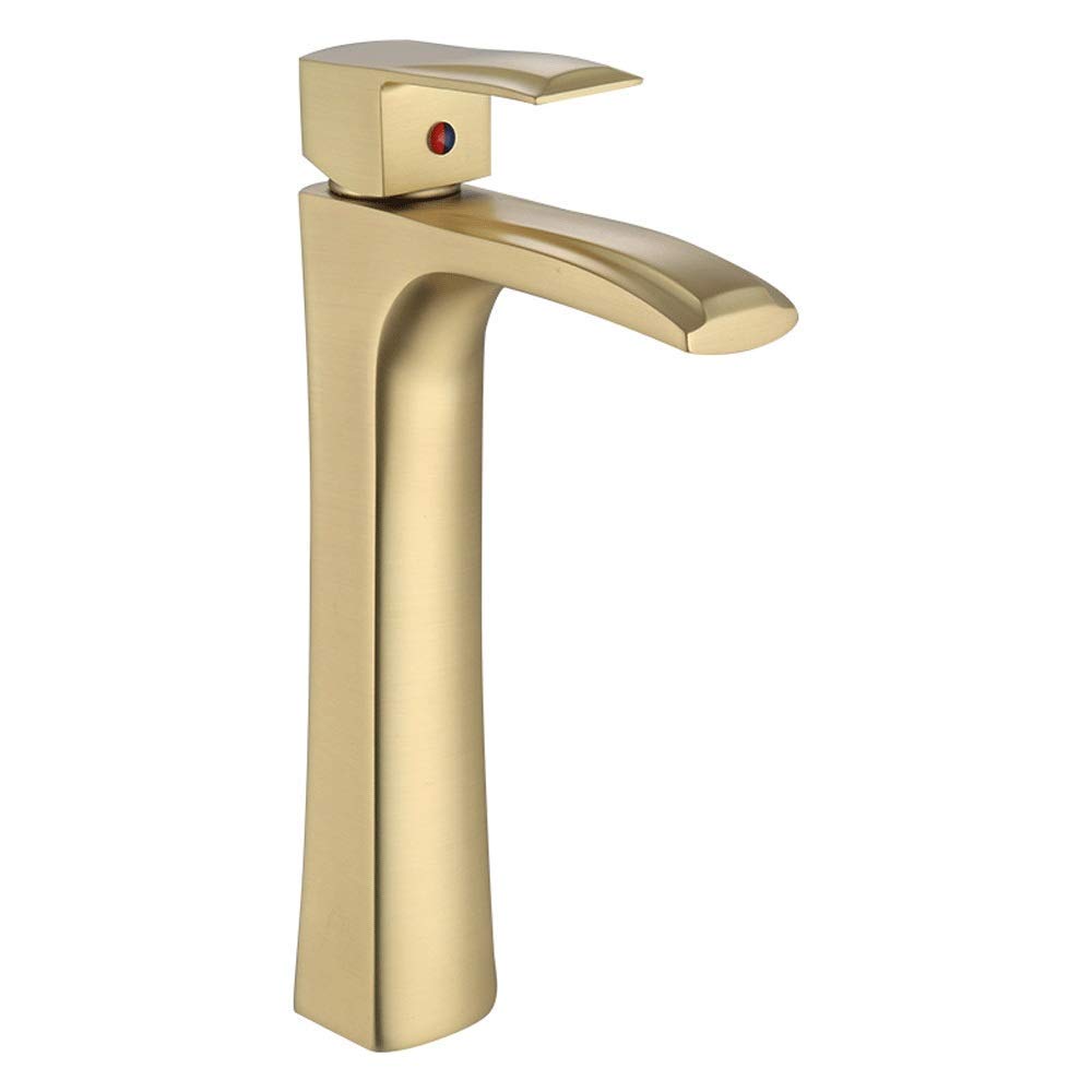 Heiß- und Kaltwasserhahn, nordisches gebürstetes Gold, einfacher Heller Luxus-Wasserhahn, Badezimmerschrank, Waschbecken, verdickte alle Bronze-Wasserhähne, Mischventil-Wasserhahn, Waschbecken,