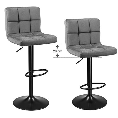 SONGMICS Bar, set van 2 krukken van fluweel, in hoogte verstelbaar, draaistoel met rugleuning en voetensteun… - Image 8