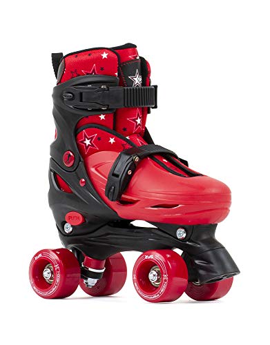 Sfr Skates SFR Nebula Adjustable Quad Skates Skates Skating Unisex Children, Black/Red, 33-37