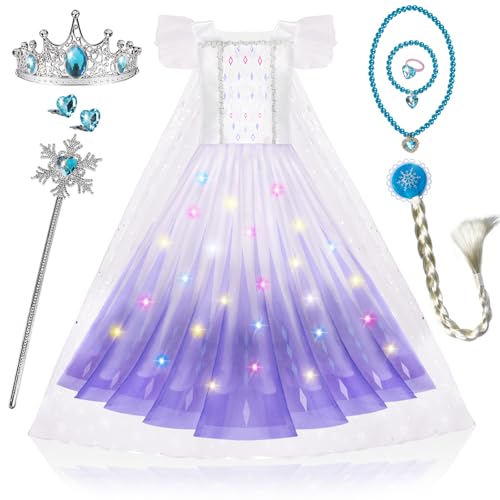 Fuspweao Princess Dresses For Girls, Light Up Princess Dress Up Cloths For Girls, Frozen Costumes For Girls Halloween cover