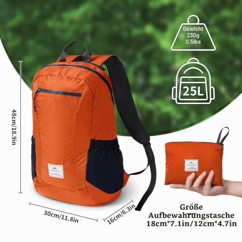 Naturehike Ultraleichter Rucksack Faltbarer Rucksack 18L/25L Trekkingrucksack Herren Damen Wanderrucksack Wasserdicht Daypack… – Ansicht 3