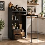 Kzings Estante de Cocina Multifuncional, Alacena Organizador con Mesa Plegable, Puerta y Cajones, Gabinete de...