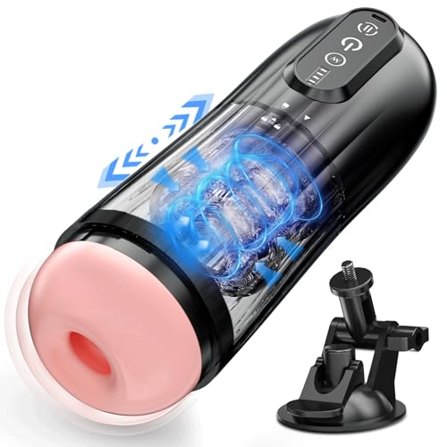 Electric Male Masturbator Penis Pump - Male Sex Toys for Men with 10 Thrusting Rotating Vibrating with Suction Cup Power Monitoring Adult Toys Pumps & Enlargers