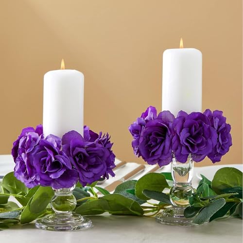 Image of Bright Creations Artificial Roses Heads - 50 Pack, 3 in, Dark Purple Flowers, Stemless - Silk Roses for DIY Decor & Wedding Centerpieces