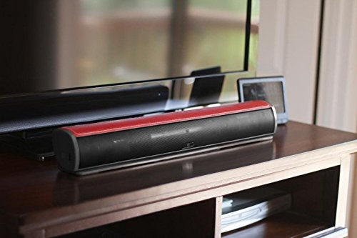 Bluetooth Leather Television Sound Bar - FRESHeBAR TV Soundbar - 24 inch, 90 Watt with Built-in Subwoofer - Dark Brown / Brown Leather
