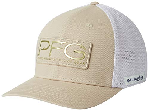 Columbia Unisex PFG Mesh Hooks Ball Cap,Fossil, Gold,Large/X-Large