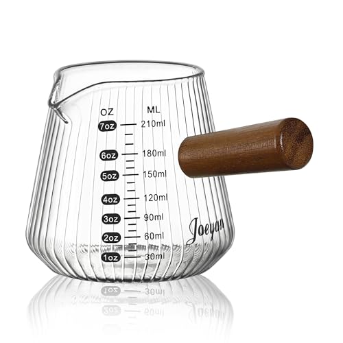 Vaso medidor para espresso vidrio 210 ml con asa de madera miniatura 1