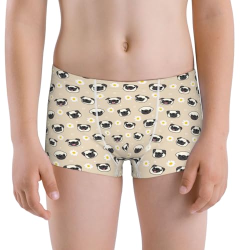Boys' Cotton Boxer Brief Soft Underwear-Pug Dog Face
