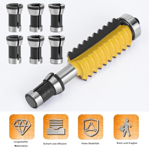 GIONAR 6 Stück Vielseitiges Spannzangen Adapter Set, Oberfräse Spannzangen Adapter, Stahl-Fräs-Spannzange, Fräser spannzange, Spannzange Geradschleifer Ersatzspannzange(6mm, 6.35mm, 8mm)