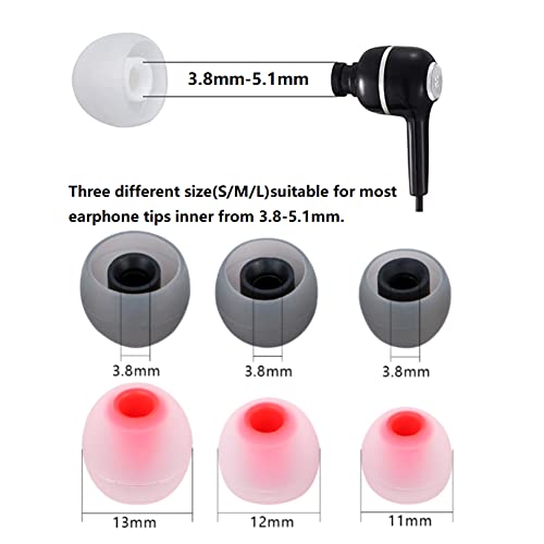 Image of Silicone Earbud Tips Earbuds Replacement Ear Tips Gels Bud for Popular in-Ear Headphones Other Inner Hole from 3.8mm - 5.1mm Earphones 9 Pairs S /M /L