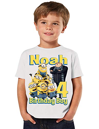 Pretty T-Shirts Custom Minion Birthday Shirt Compatible for Minion Shirts, Add Name and Age, Custom Shirt, Minion shirt, Gru
