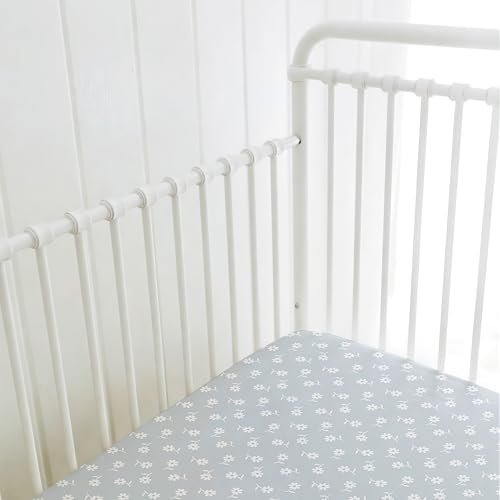 Image of Crib Sheets for Boys & Girls - 2 Pack Fitted Baby Crib Sheets Neutral for Standard & Toddler Bed Mattress - Buttery Soft Organic Cotton Blend (Linnea Blue Floral)