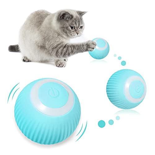ROLLWAY 1Pcs Balle de Jeux Interactive pour Chat Jouet Interactif Boule Auto-Rotative à 360 Degrés Balle Interactive pour Chat Rechargeable par USB Balle Rebondissante Automatique pour Chien Chat